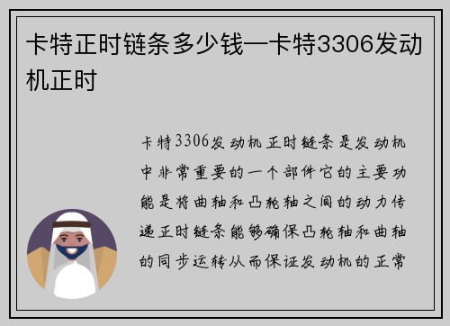 卡特正时链条多少钱—卡特3306发动机正时