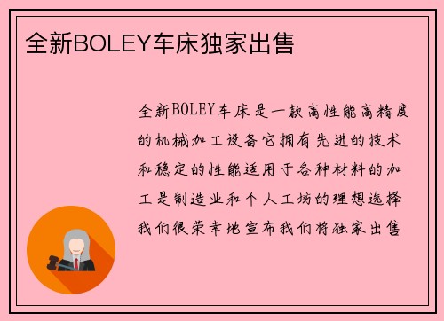 全新BOLEY车床独家出售